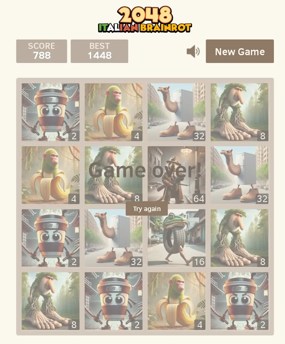 2048 Italian Brainrot Gameplay with Meme Characters