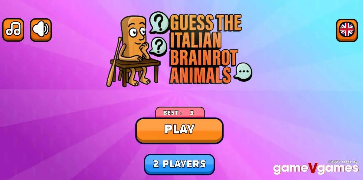Italian Brainrot animals quiz gameplay showing multiple choice selection interface