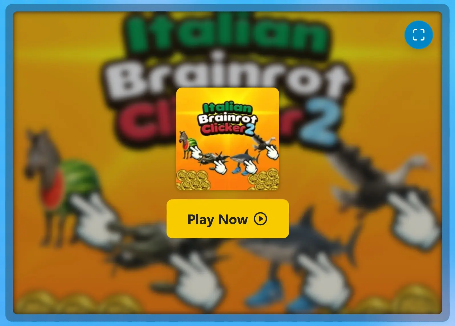 Italian Brainrot Clicker 2 Start Screen with Tralalero Tralala