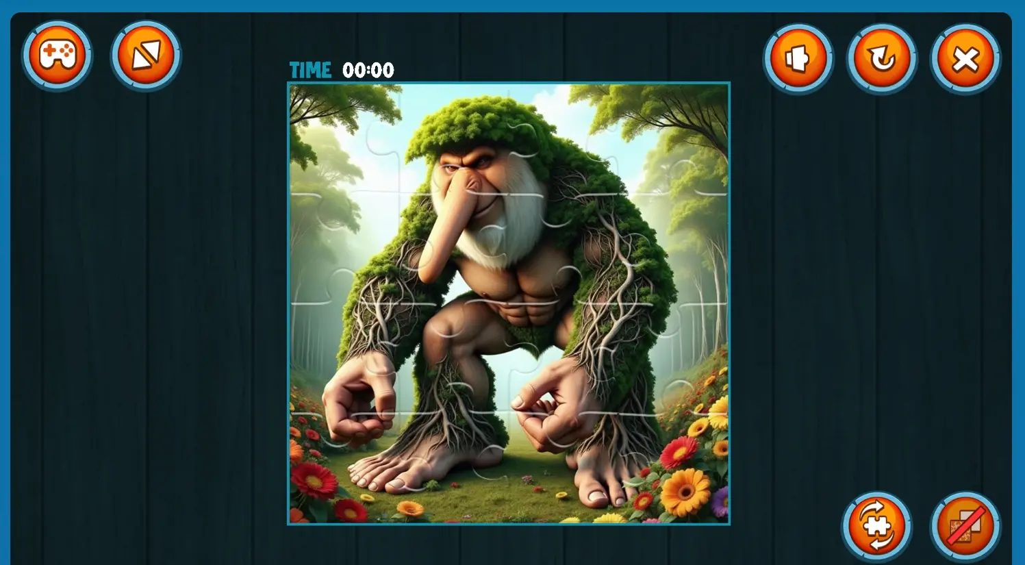 Jigsaw puzzle interface showing Italian Brainrot character assembly