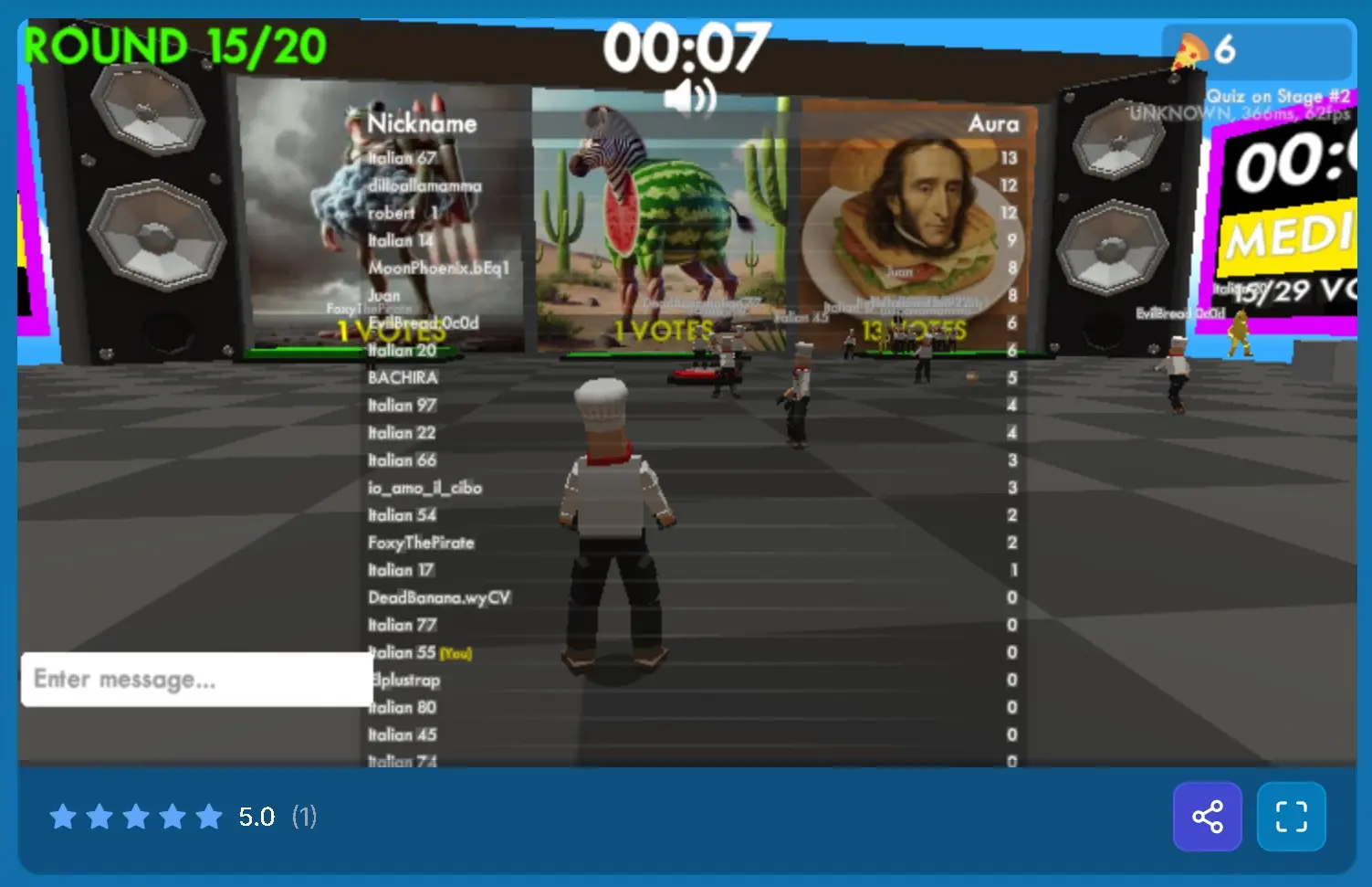 Italian Brainrot Quiz 3D Arena with Meme Choices