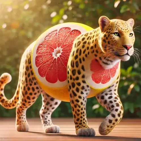 Leoparducci Grapefruitucci - A leopard-grapefruit hybrid character with Italian flair from Italian Brainrot Merge Fellas