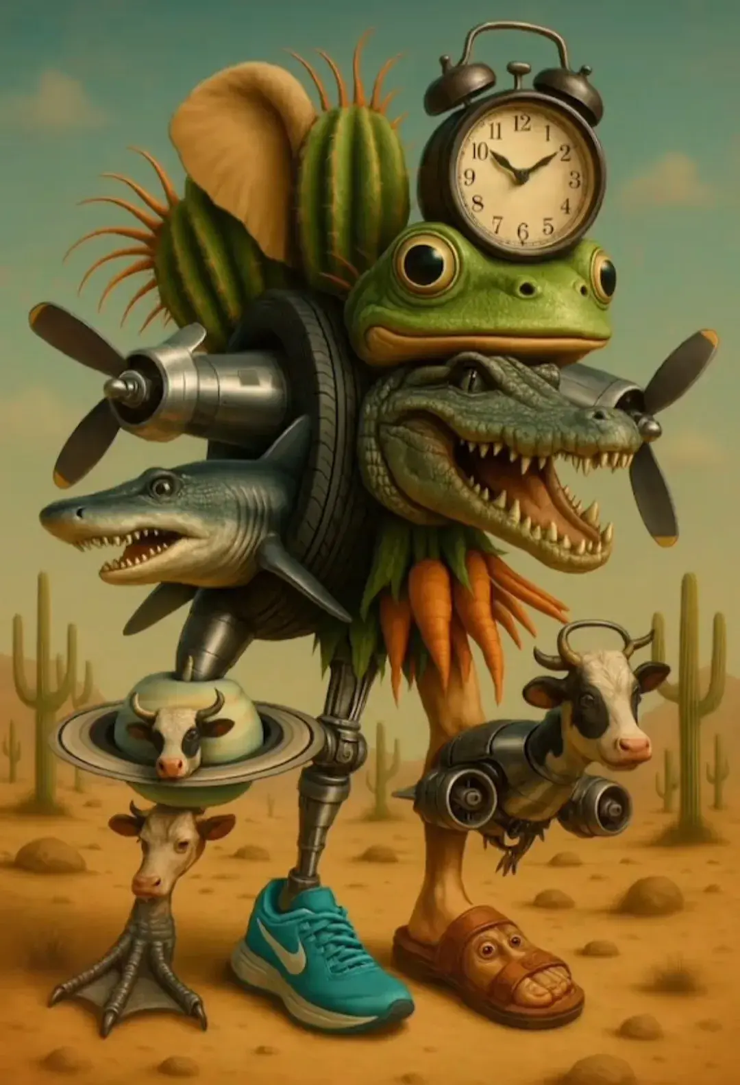 La Vaca Trippa Troppa Bombombini Gusini - The ultimate fusion character combining nearly all Italian Brainrot memes into one massive cosmic entity from Merge Fellas