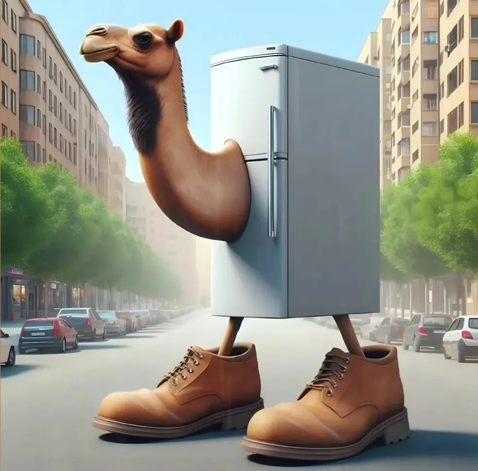 Frigo Camelo - A refrigerator-camel hybrid character from Italian Brainrot Merge Fellas