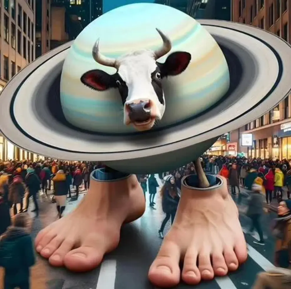 La Vaca Saturno Saturnita - A cosmic cow with Saturn rings from Italian Brainrot Merge Fellas