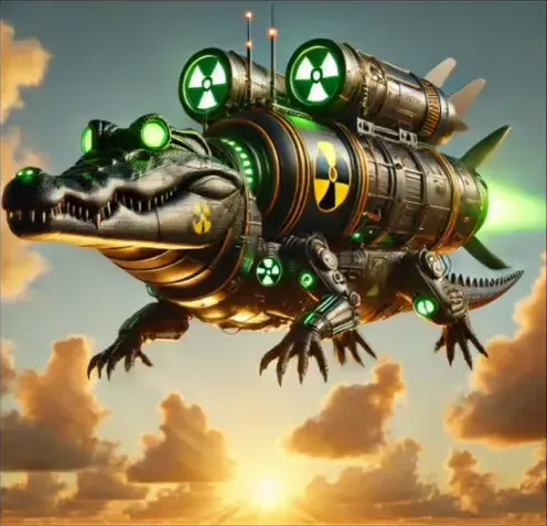 Bomboclat Crococlat - A bomb-crocodile hybrid character from Italian Brainrot Merge Fellas