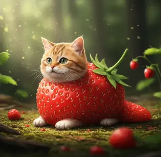 Catini Strawberini - A cat-strawberry hybrid character from Italian Brainrot Merge Fellas