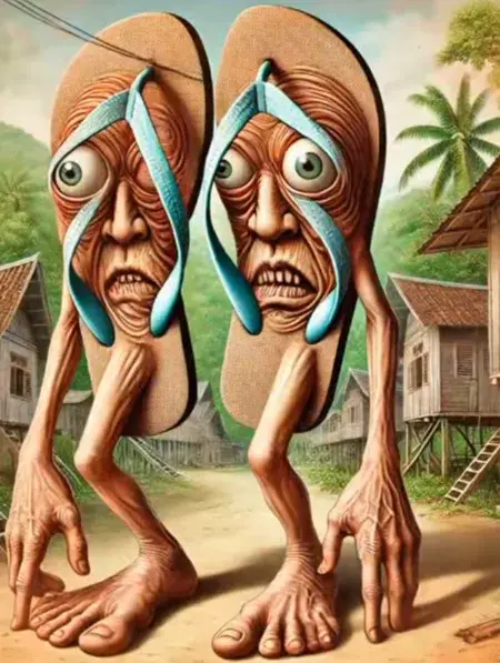 Dal Dal Dal Dal Sendal Rudal - A character with Indonesian language elements and rhythmic sounds from Italian Brainrot Merge Fellas