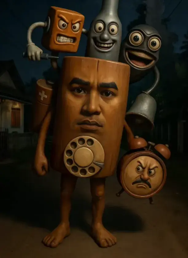 Te Te Te To To To Bom Bom Bom Cek Cek Cek Strang Strang Strang Pe Pe Pe Tiktak Sahur - A complex rhythmic character with multiple sound effects from Italian Brainrot Merge Fellas