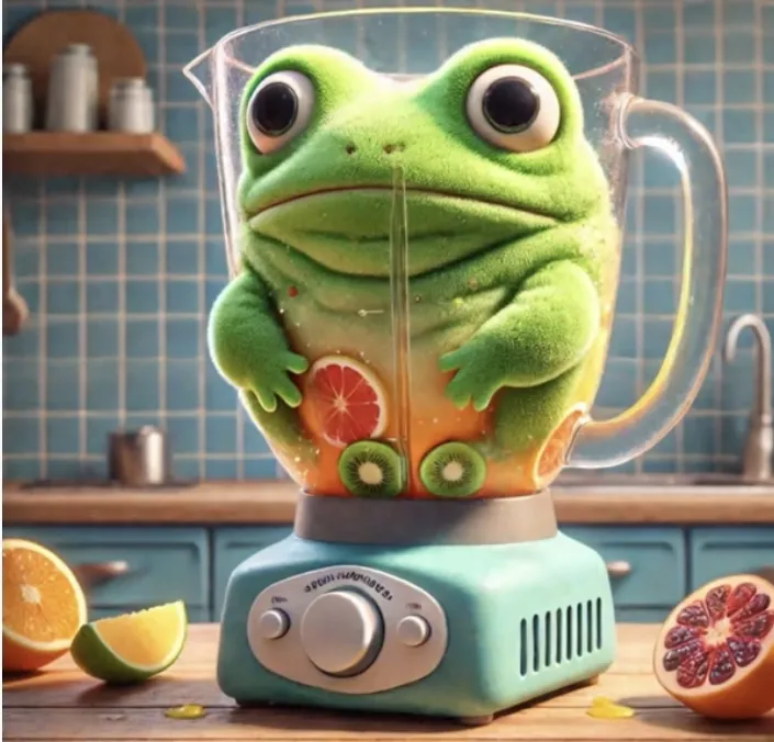 Frugino Frullatorino - A fruit-blender hybrid character from Italian Brainrot Merge Fellas