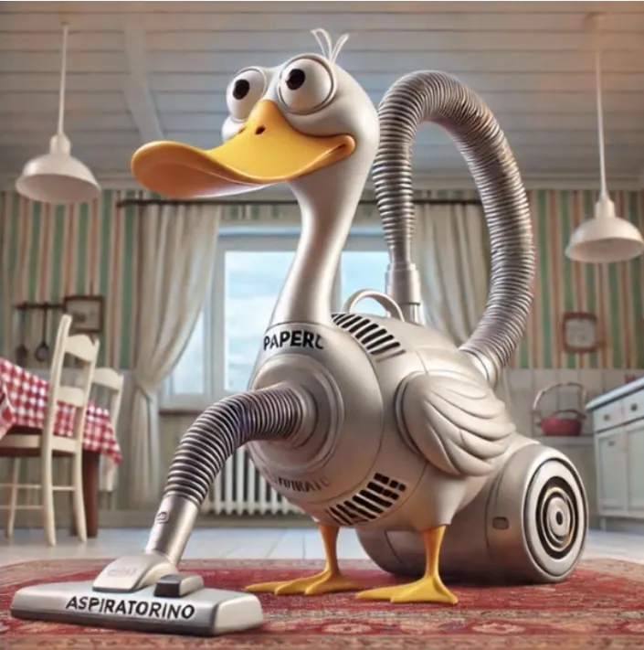 Papero Aspiratorino - A duck-vacuum cleaner hybrid character from Italian Brainrot Merge Fellas