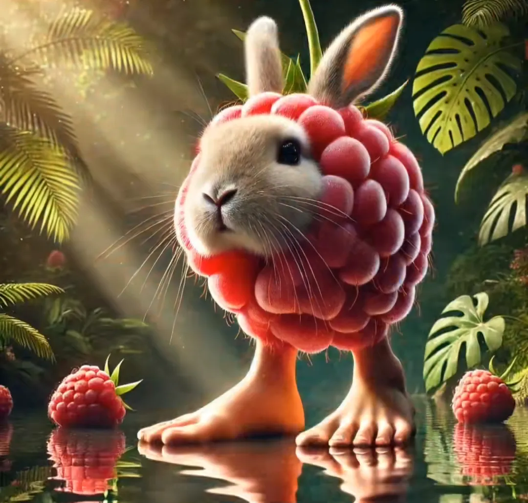 Raspberrini Rabbitini - A raspberry-rabbit hybrid character from Italian Brainrot Merge Fellas