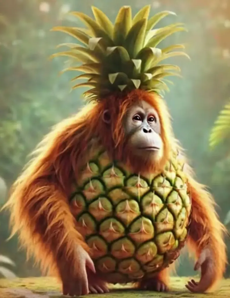 Orangutini Ananasini - An orangutan-pineapple hybrid character from Italian Brainrot Merge Fellas