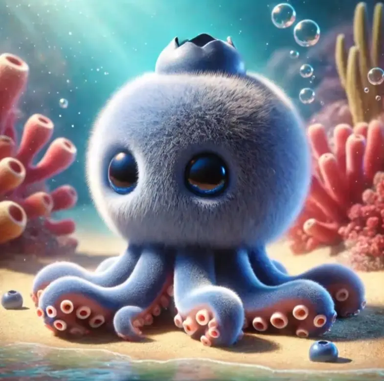 Blueberrinni Octopussini - A blueberry-octopus hybrid character from Italian Brainrot Merge Fellas