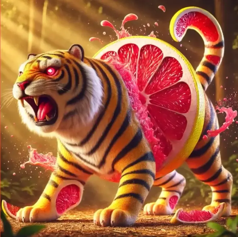 Tigroligre Frutonni - A tiger-fruit hybrid character from Italian Brainrot Merge Fellas