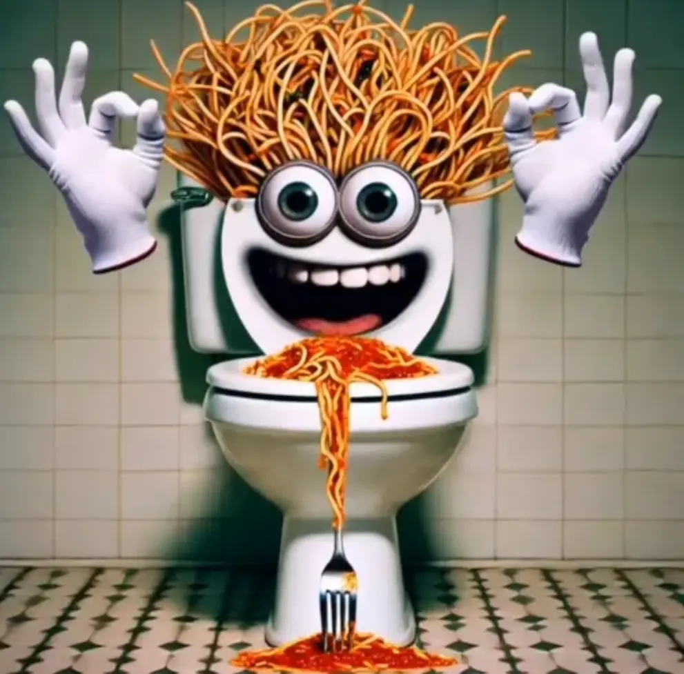 Spaghetti Tualetti - A pasta-inspired bathroom fixture character from Italian Brainrot Merge Fellas