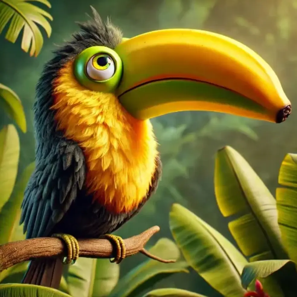 Tukanno Bananno - A toucan-banana hybrid character from Italian Brainrot Merge Fellas
