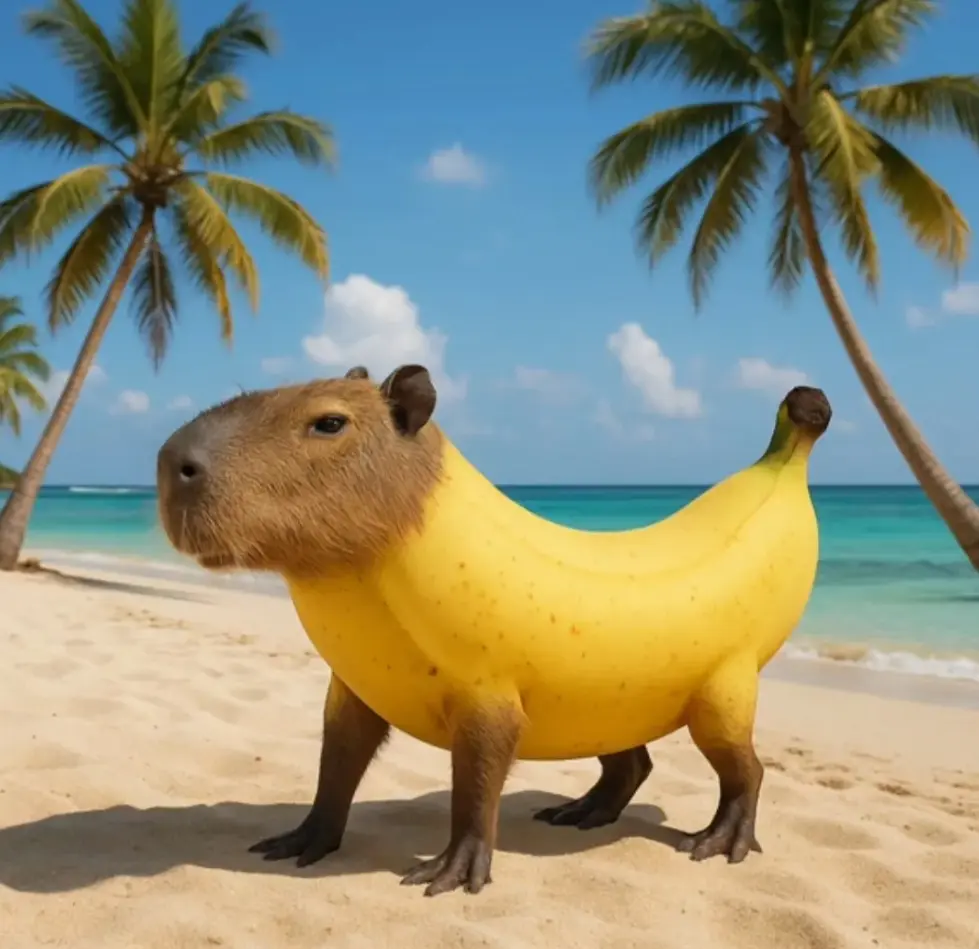 Capybarelli Bananalelli - A capybara-banana hybrid character from Italian Brainrot Merge Fellas