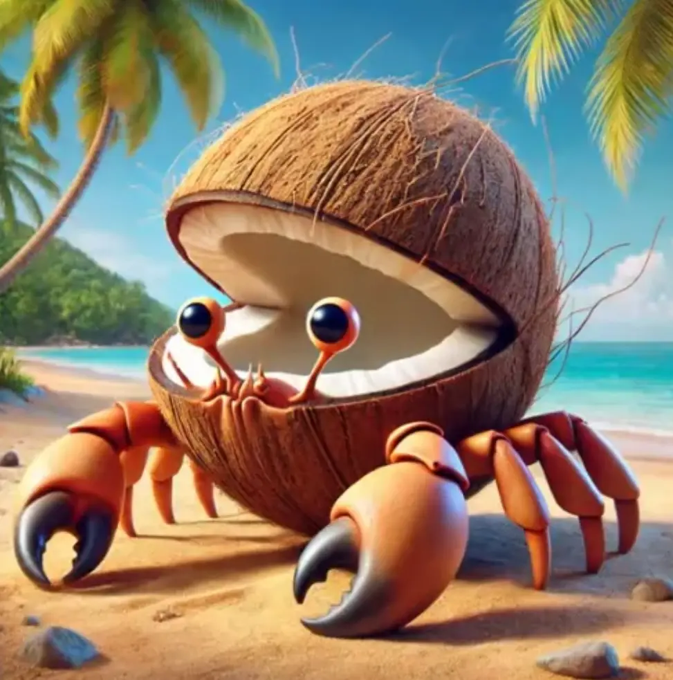 Crabito Cocosito - A crab-coconut hybrid character from Italian Brainrot Merge Fellas