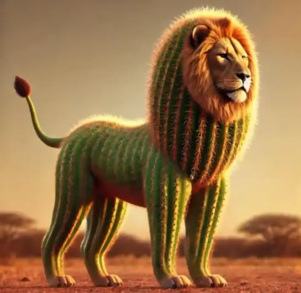 Leonelli Cactuselli - A lion-cactus hybrid character from Italian Brainrot Merge Fellas