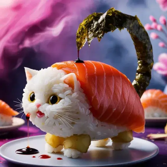 Pussini Sushini - A cat-sushi hybrid character from Italian Brainrot Merge Fellas