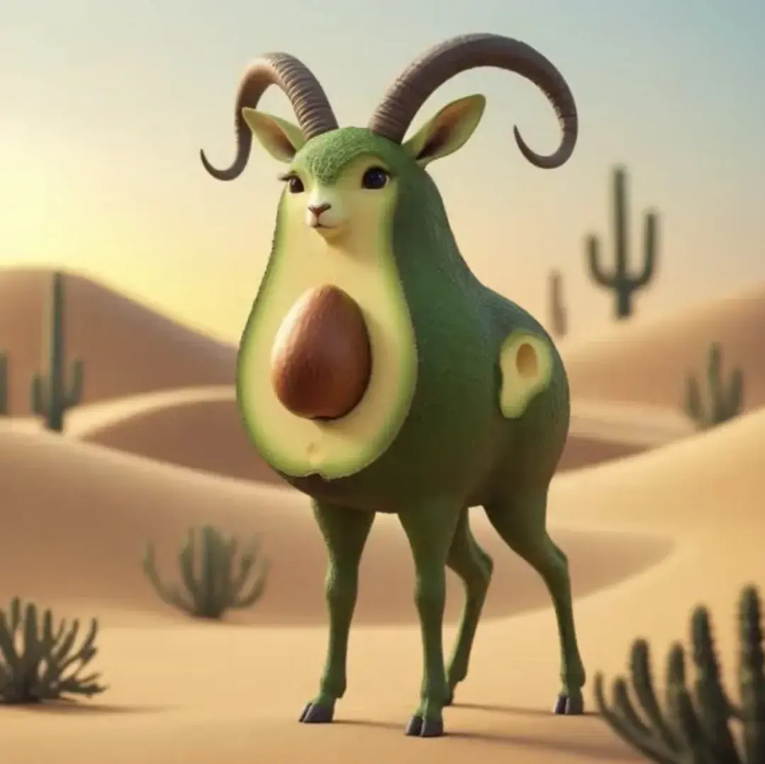 Avocadini Antilopini - An avocado-antelope hybrid character from Italian Brainrot Merge Fellas