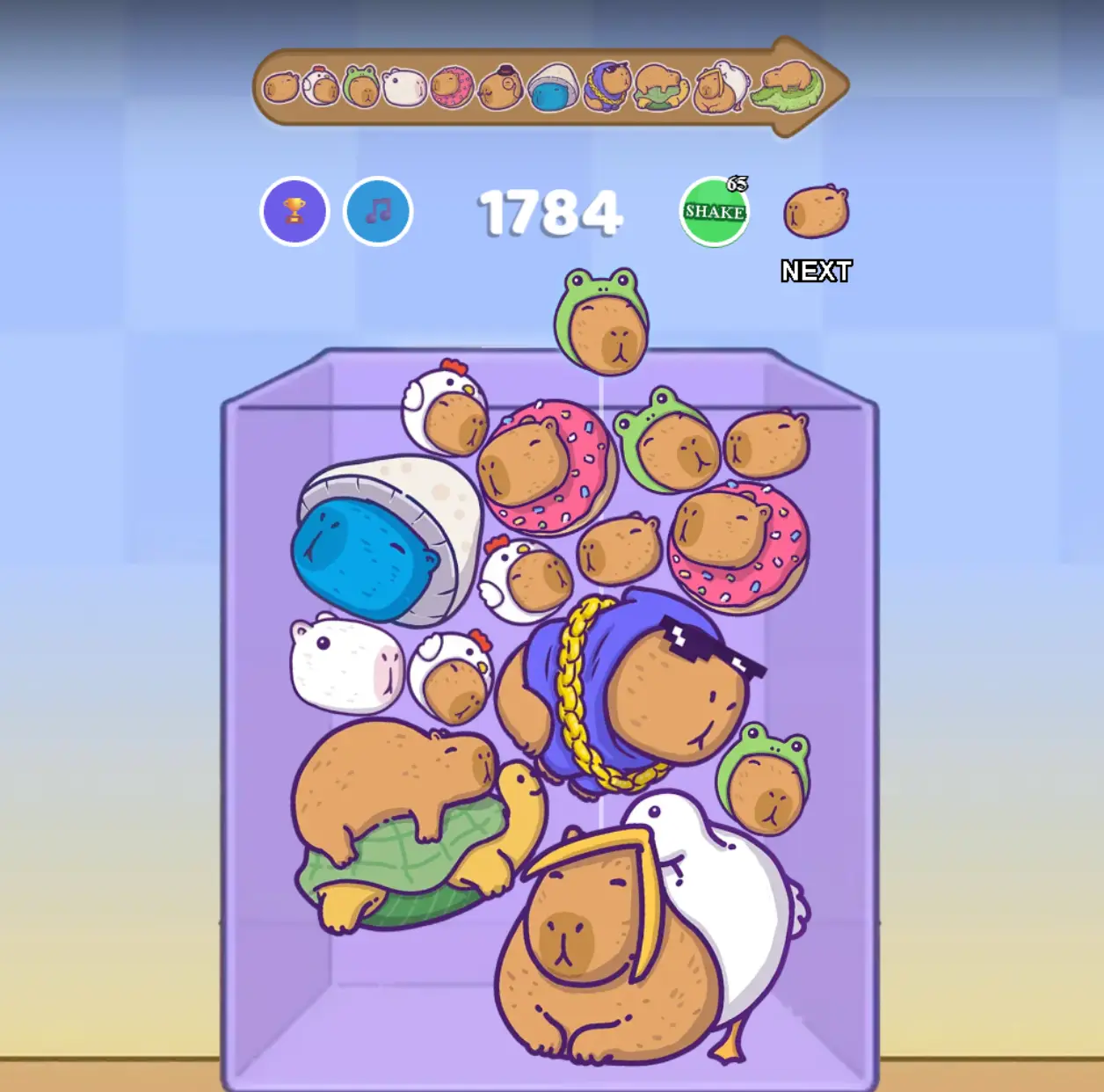 Capybara character evolution showing peaceful progression from simple to accessorized characters