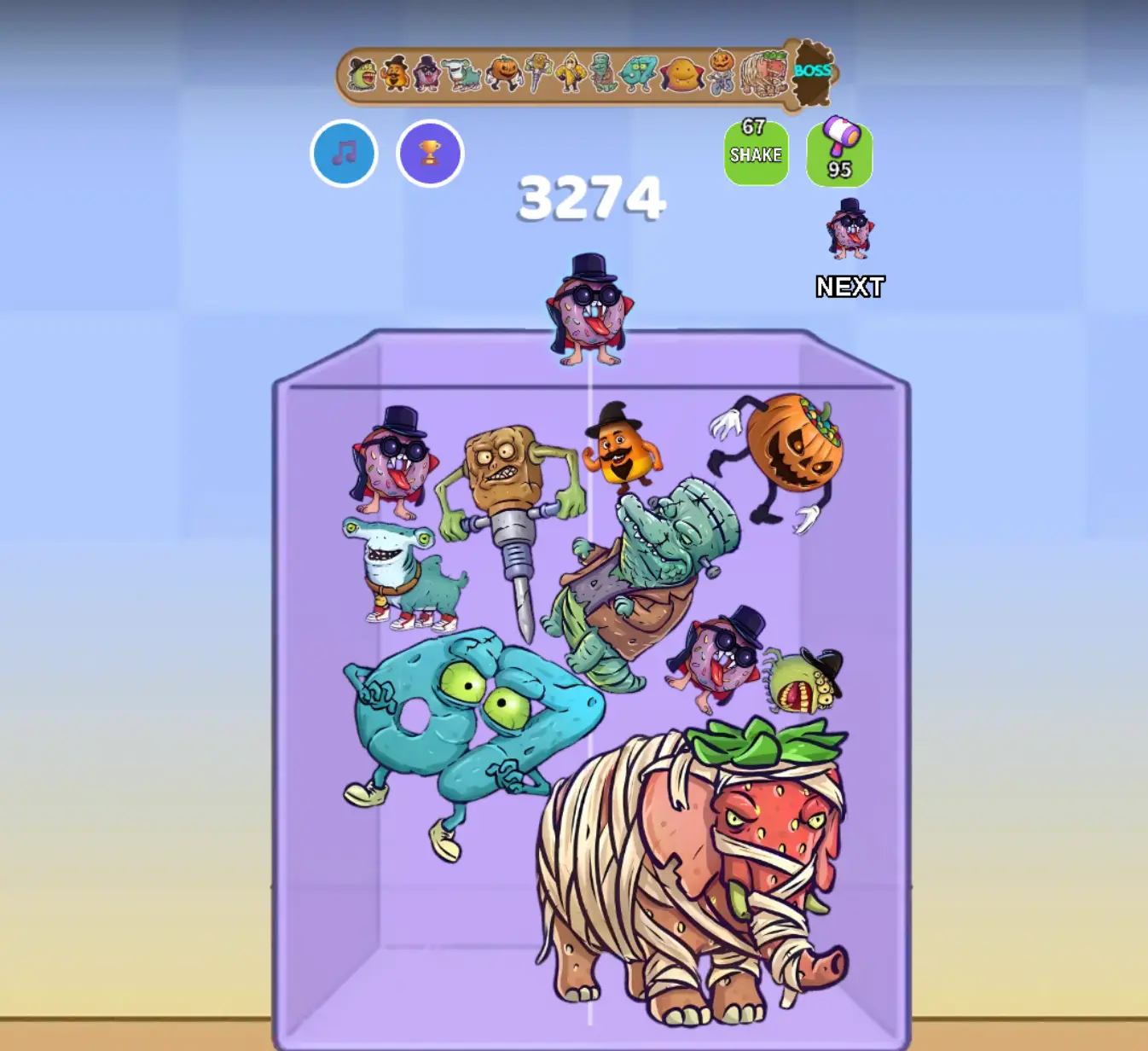 Merge Fellas Scary Brainrot 2 gameplay showing cursed horror characters and apex fusion stack boss mechanics