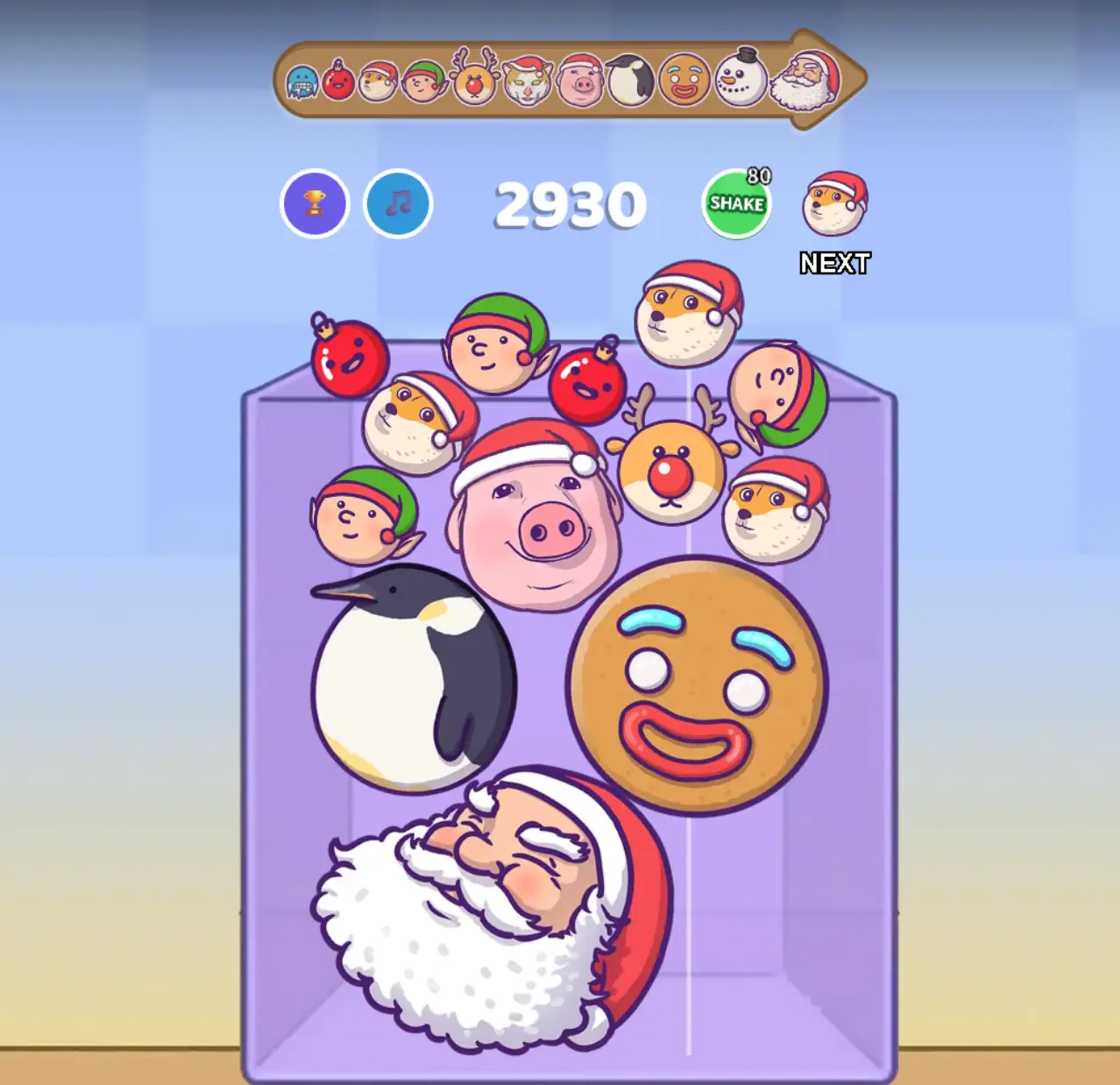 Holiday character progression from ornaments to Santa Claus in magical merging sequences