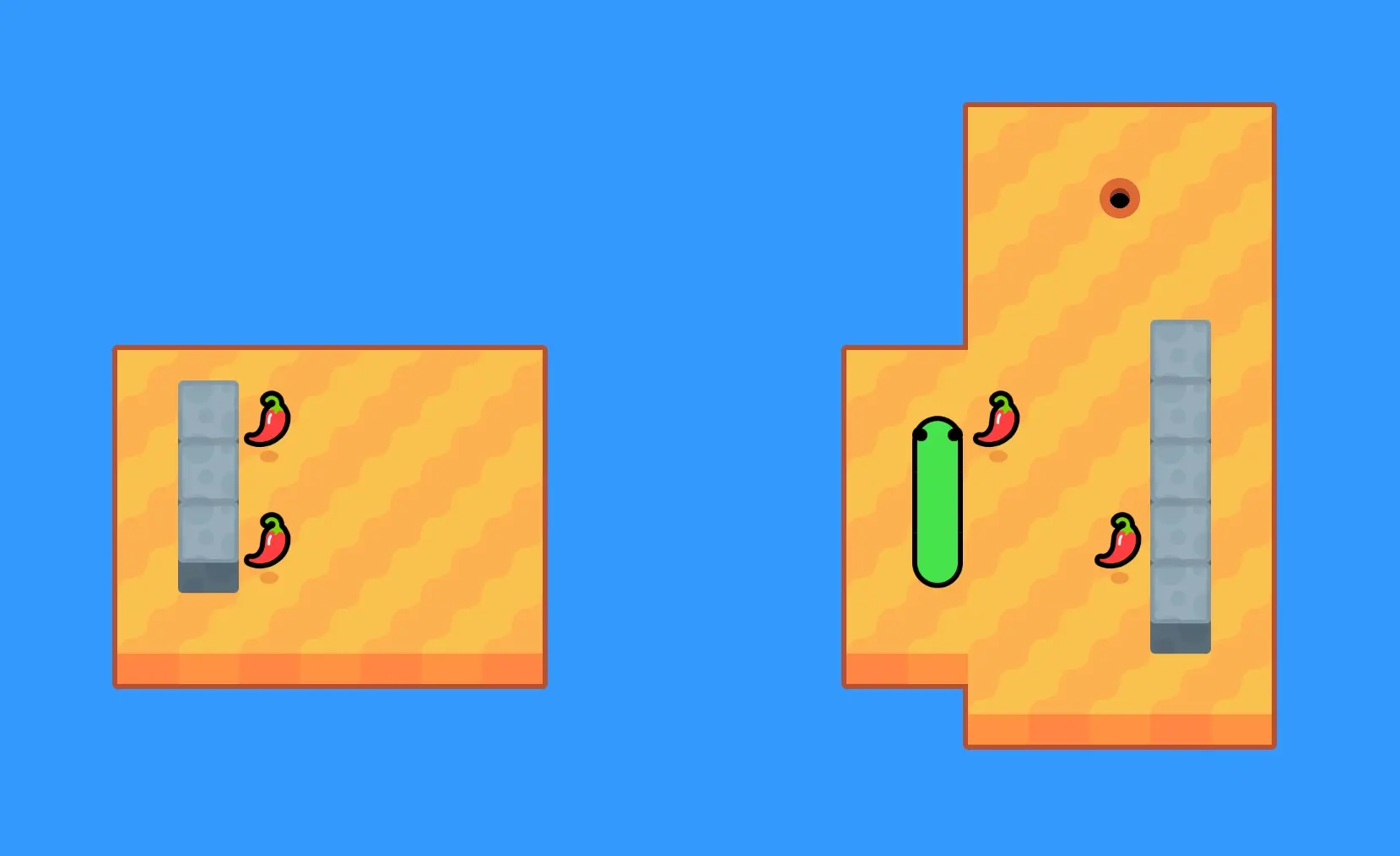 Ssspicy puzzle gameplay with snake and spicy peppers